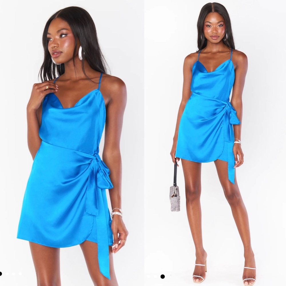 Eve Mini Dress - Blue Luxe Satin